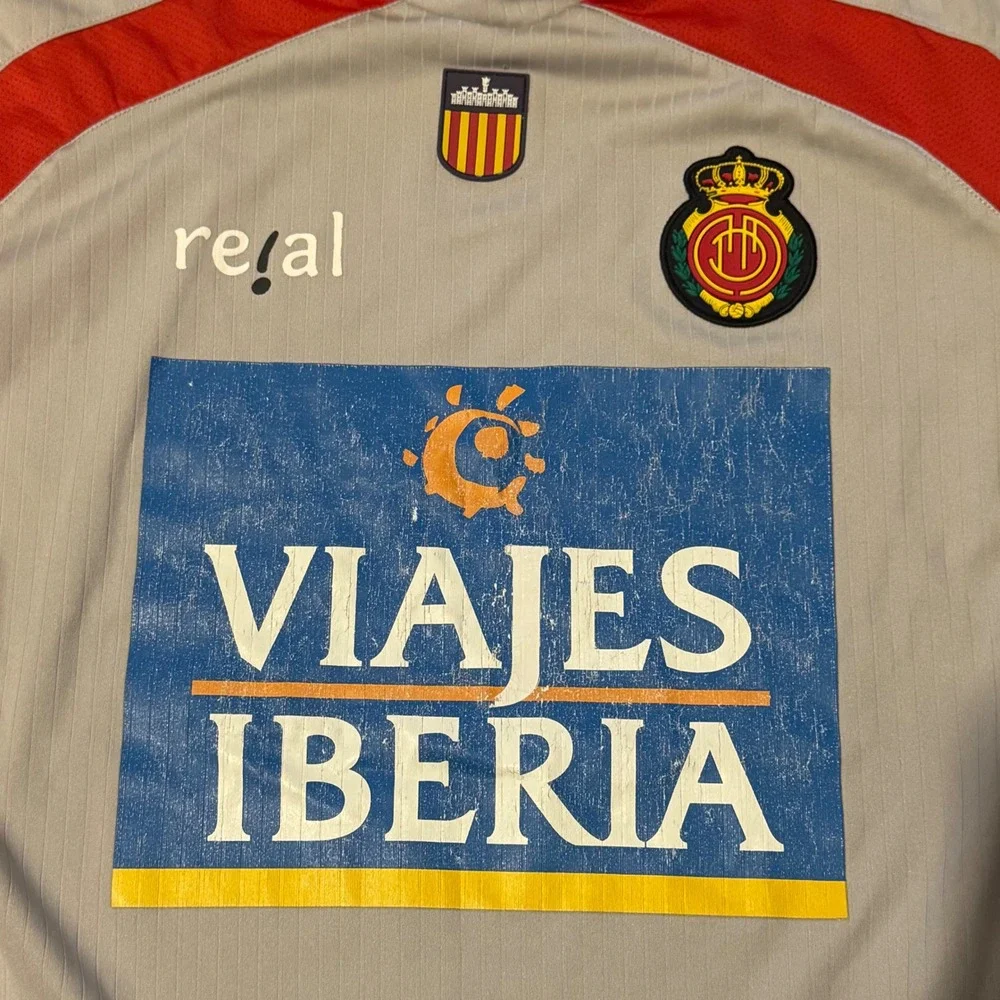 RCD Mallorca 2007-08 Away Jersey Mens Medium Grey Red Real Soccer Shirt La Liga